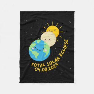 Total Solar Eclipse 2024 Cute Solar Eclipse Kids T Fleece Blanket