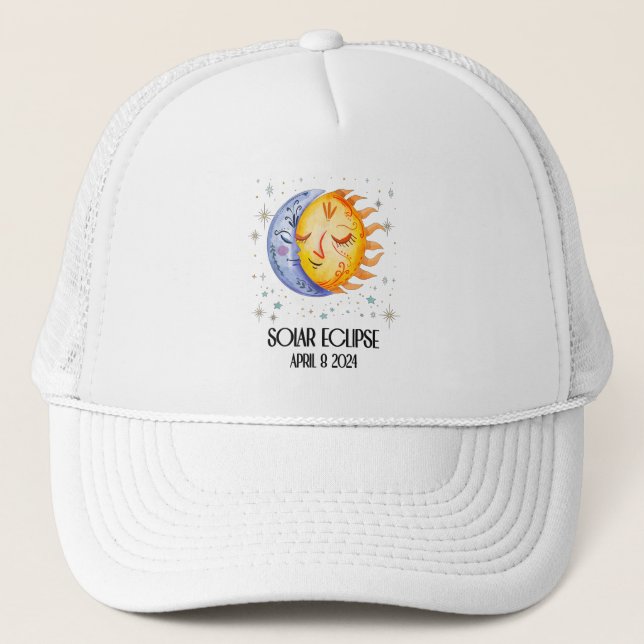 Total Solar Eclipse 2024 Cute Solar Eclipse Kids  Trucker Hat (Front)