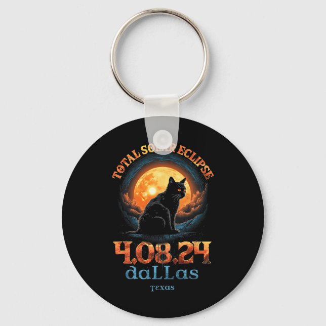 Total Solar Eclipse 2024 Dallas Texas  Key Ring (Front)