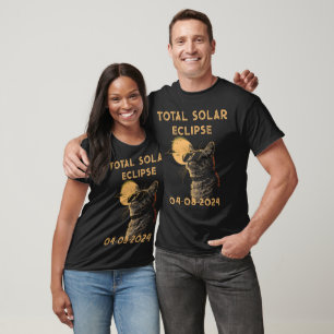 total solar eclipse 2024 fun cat in glasses T-Shirt