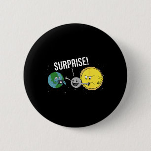 Total Solar Eclipse 2024 Funny Cartoon Moon Coveri 6 Cm Round Badge