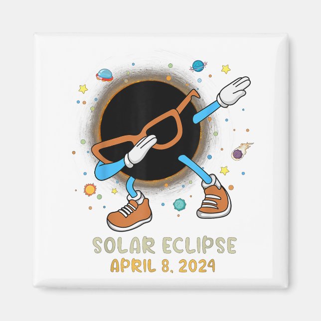 Total Solar Eclipse 2024 Funny Dabbing For Kids To Magnet (Front)