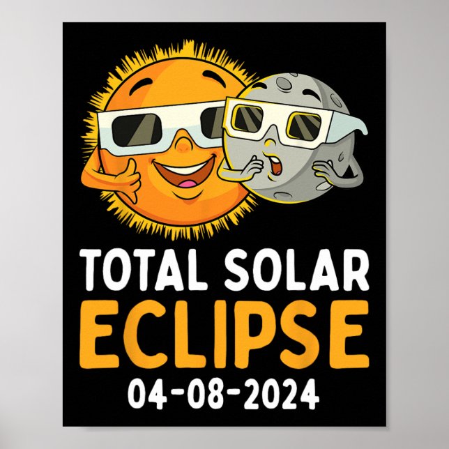 Total Solar Eclipse 2024 Glasses Fun Sun Moon Kids Poster (Front)