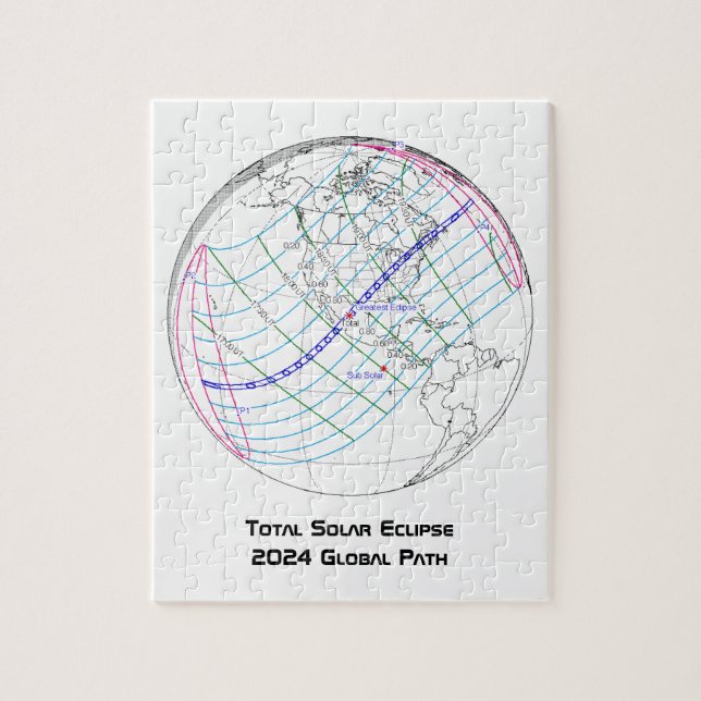 Total Solar Eclipse 2024 Global Path Jigsaw Puzzle (Vertical)