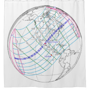 Total Solar Eclipse 2024 Global Path Shower Curtain