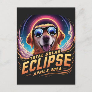 Total Solar Eclipse 2024 Golden Retriever Lover Postcard