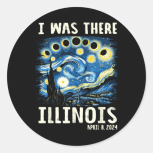 Total Solar Eclipse 2024 Illinois - Starry Night P Classic Round Sticker