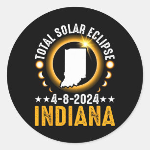 Total Solar Eclipse 2024 Indiana April 8 America T Classic Round Sticker