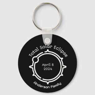 Total Solar Eclipse 2024 Modern Minimal Black  Key Ring