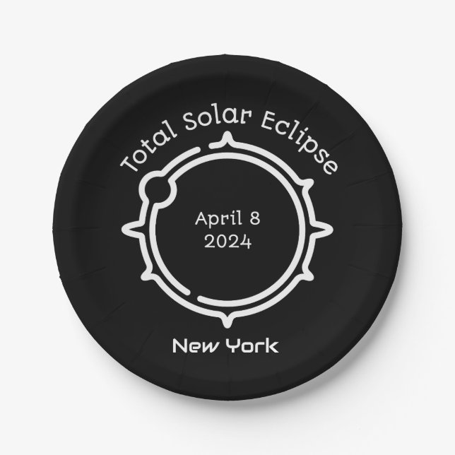 Total Solar Eclipse 2024 Modern Minimal Black  Paper Plate (Front)