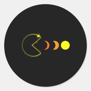 Total Solar Eclipse 2024 Party Funny Gamer Phases  Classic Round Sticker