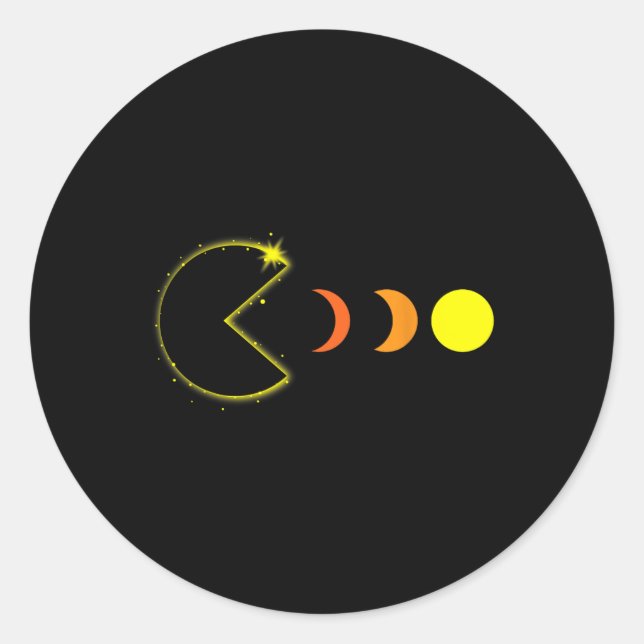 Total Solar Eclipse 2024 Party Funny Gamer Phases  Classic Round Sticker (Front)