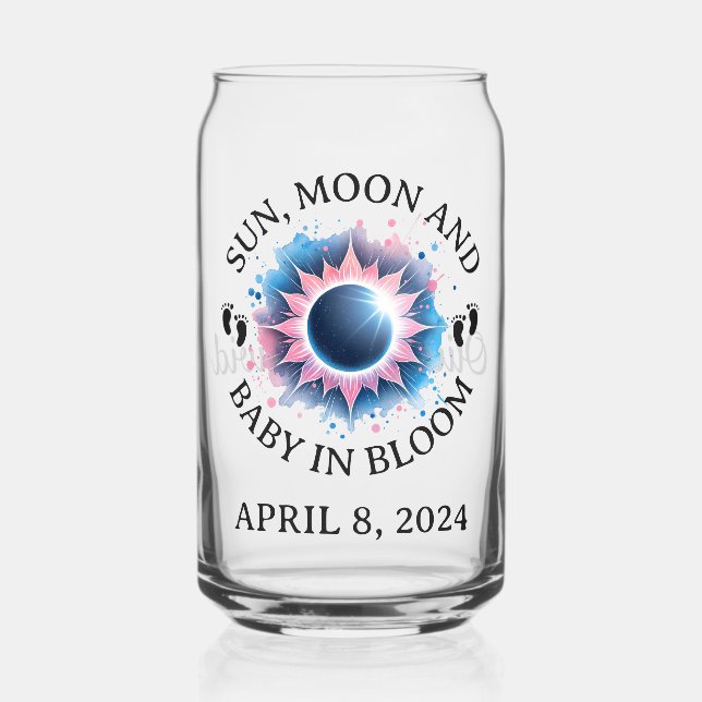 Total Solar Eclipse 2024 Pregnancy Announcement Can Glass (Front)
