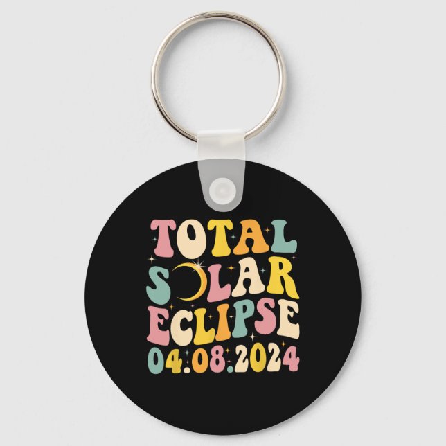 Total Solar Eclipse 2024 Retro Solar Eclipse Men W Key Ring (Front)