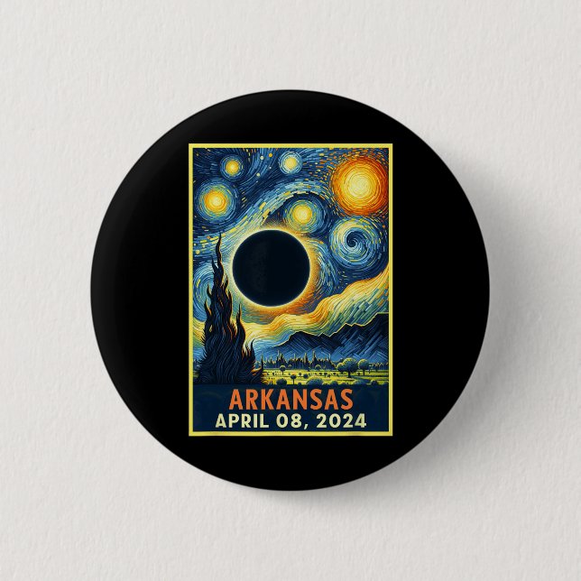 Total Solar Eclipse 2024 Starry Night  6 Cm Round Badge (Front)