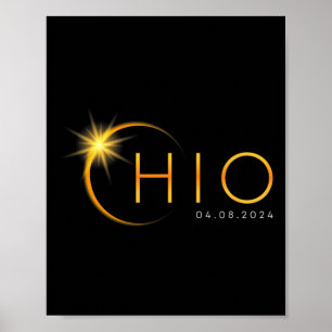 Total Solar Eclipse 2024 State Ohio Totality April Poster