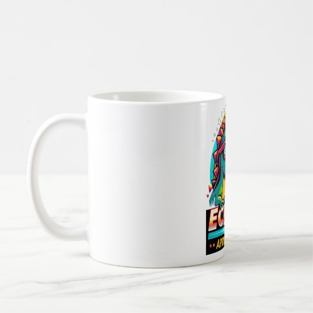 Total Solar Eclipse 2024 T-Rex Wearing Solar glass Coffee Mug (Left)