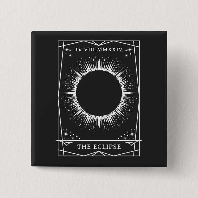 Total Solar Eclipse 2024 Tarot Fortune Teller 15 Cm Square Badge (Front)