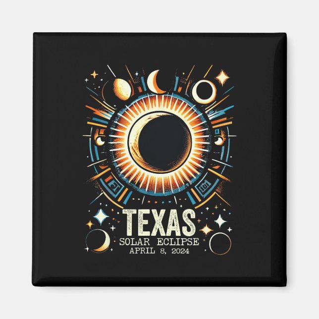 Total Solar Eclipse 2024 Texas April 8 Abstract Mo Magnet (Front)