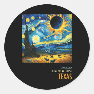 Total Solar Eclipse 2024 Texas  Classic Round Sticker