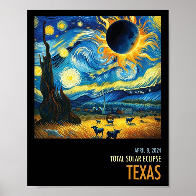 Total Solar Eclipse 2024 Texas  Poster (Front)
