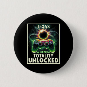 Total Solar Eclipse 2024 Texas Video Game Gamer  6 Cm Round Badge