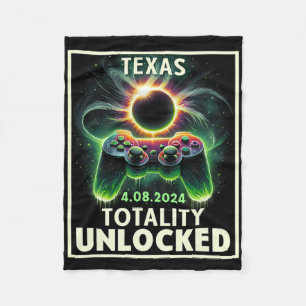 Total Solar Eclipse 2024 Texas Video Game Gamer  Fleece Blanket