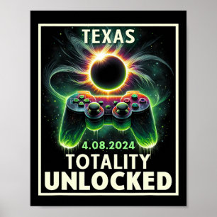 Total Solar Eclipse 2024 Texas Video Game Gamer Poster