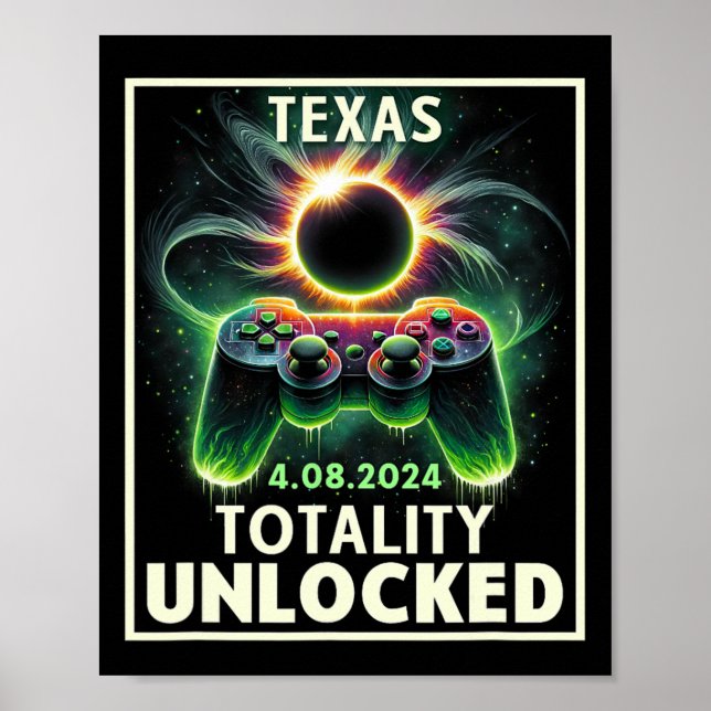 Total Solar Eclipse 2024 Texas Video Game Gamer  Poster (Front)