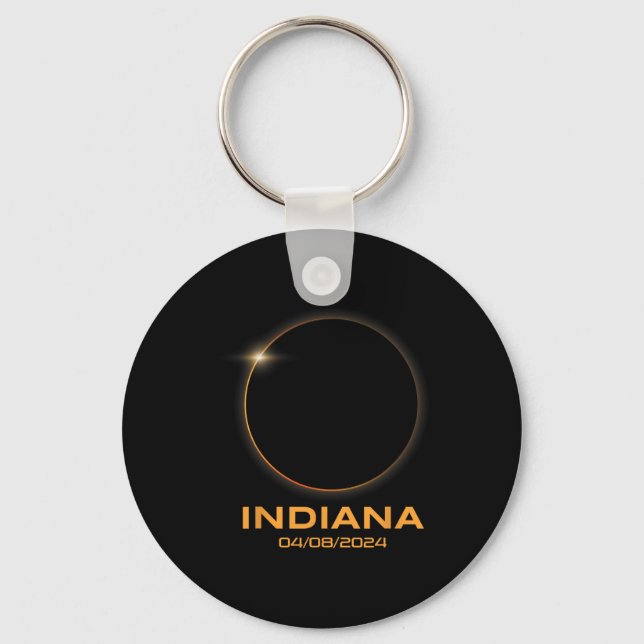 Total Solar Eclipse 2024 Totality Indiana  Key Ring (Front)