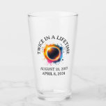 Total Solar Eclipse 2024 Twice In A Lifetime  Glass<br><div class="desc">Solar eclipse design for all solar eclipse fans who have watched the eclipse in 2017 and are watching the next solar eclipse in 2024. Total Solar Eclipse USA April 8, 2024 T-Shirt The next time Earth will witness a total solar eclipse is April 8, 2024, and has been dubbed "The...</div>