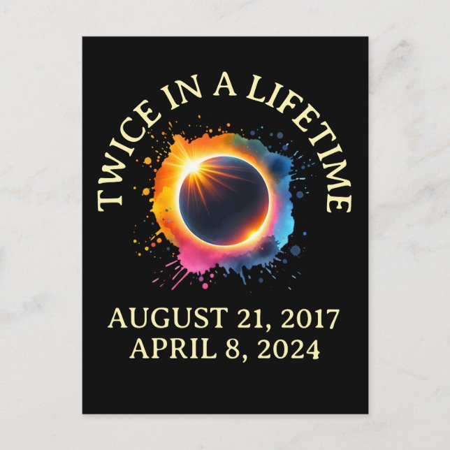 Total Solar Eclipse 2024 Twice In A Lifetime  Postcard (Front)