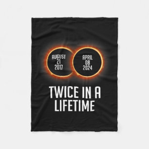 Total Solar Eclipse 2024 Twice In A Lifetime Time Fleece Blanket