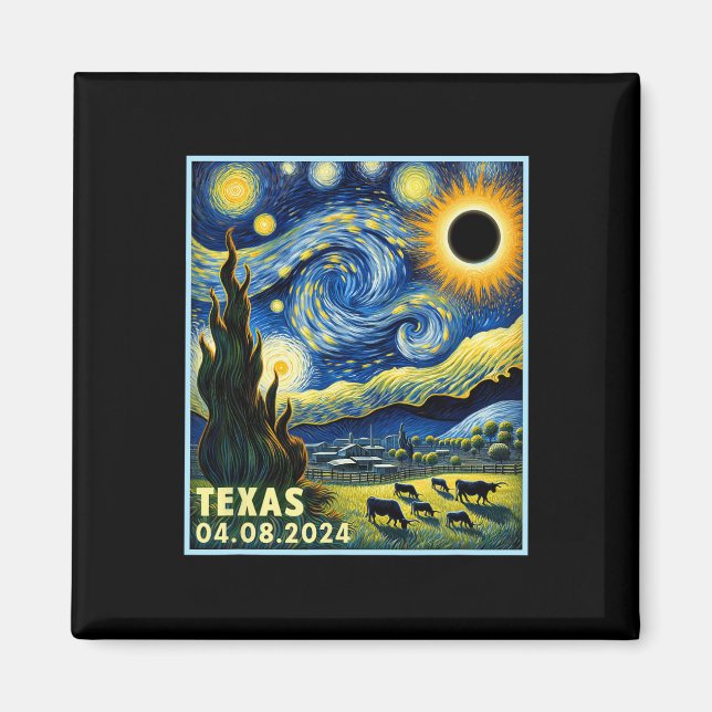 Total Solar Eclipse 2024 Van Gogh Starry Night Sty Magnet (Front)