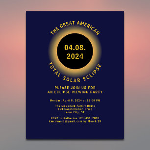Total Solar Eclipse 2024 Viewing Party Invitation Postcard