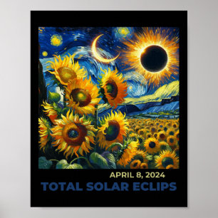 Total Solar Eclipse 2024 Vincent Van Gogh Art Sunf Poster