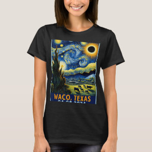 Total Solar Eclipse 2024 Waco Texas Van Gogh Starr T-Shirt