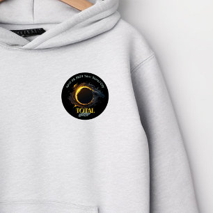 Total Solar Eclipse 2024 Your City State Black 6 Cm Round Badge