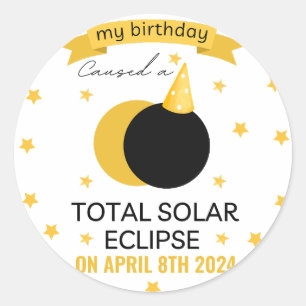 total solar eclipse 2025 funny birthday custom classic round sticker