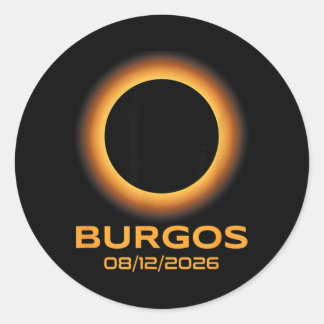 Total Solar Eclipse 2026 Burgos Spain Totality Classic Round Sticker