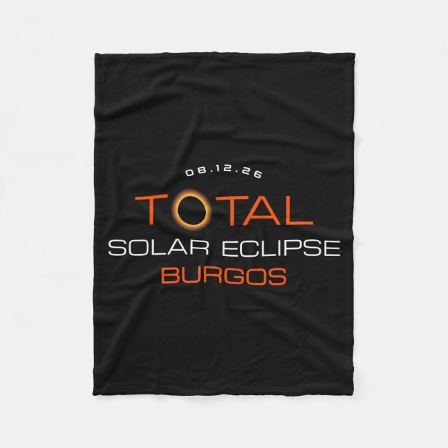 Total Solar Eclipse 2026 Burgos Spain Totality Fleece Blanket (Front)