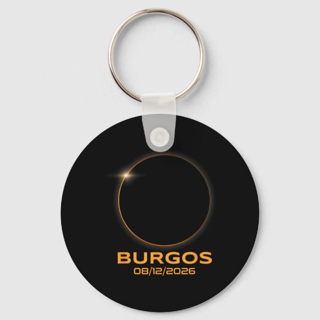 Total Solar Eclipse 2026 Burgos Spain Totality Key Ring (Front)