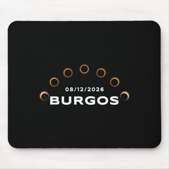 Total Solar Eclipse 2026 Burgos Spain Totality Mouse Pad (Front)