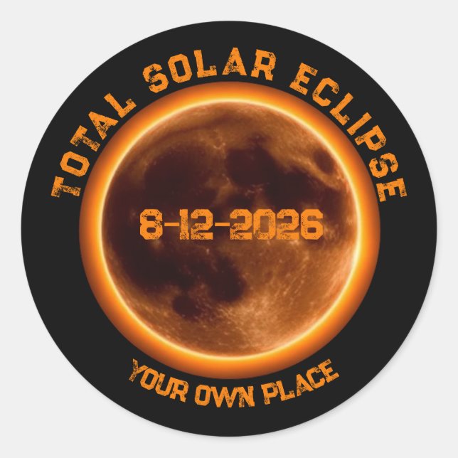Total Solar Eclipse 2026 Classic Round Sticker (Front)