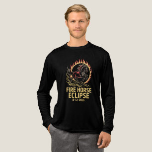 Total Solar Eclipse 2026 Fire Horse Birthday Long Tri-Blend Shirt