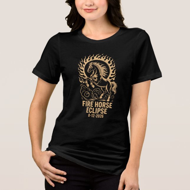 Total Solar Eclipse 2026 Fire Horse Birthday Tee (Front)