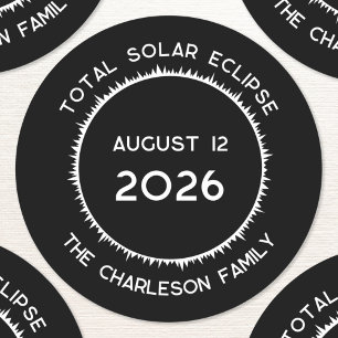 Total Solar Eclipse 2026 Personalized  Classic Round Sticker