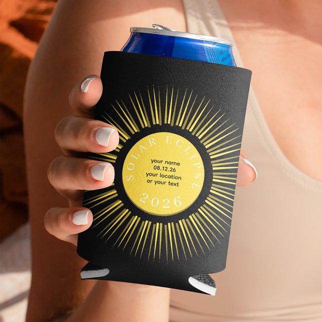 Total solar eclipse 2026 your text personalized can cooler (Creator Uploaded)