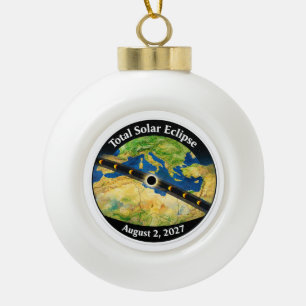 Total Solar Eclipse 2027 Map Ceramic Ball Christmas Ornament