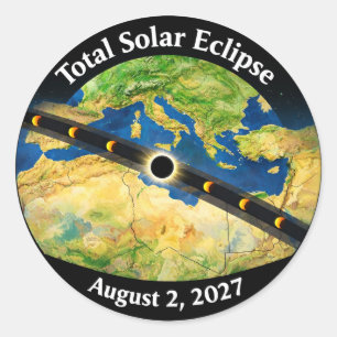 Total Solar Eclipse 2027 Map Classic Round Sticker